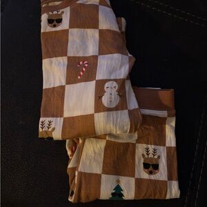 Little Sleepies Brown and White Checkered Pajama Set